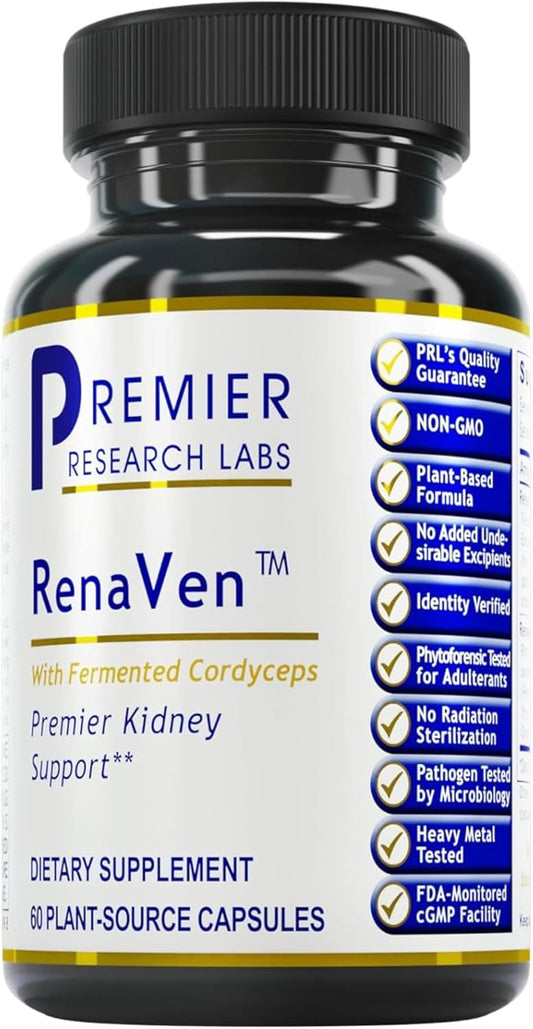 RenaVen: Kidney Cleanse Detox & Repair, Improve Function with Fermented Cordyceps - 60 Capsules