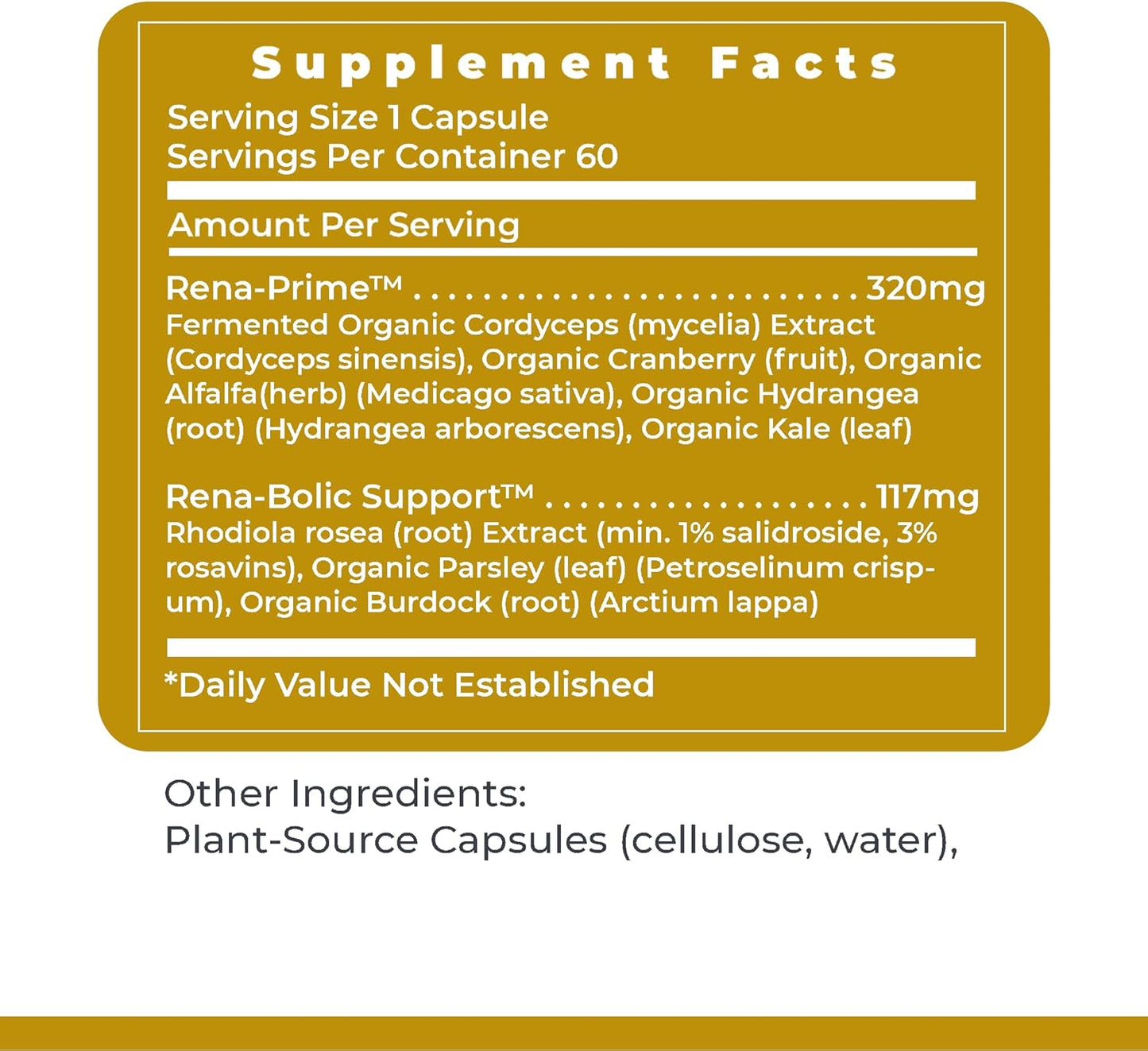 RenaVen: Kidney Cleanse Detox & Repair, Improve Function with Fermented Cordyceps - 60 Capsules