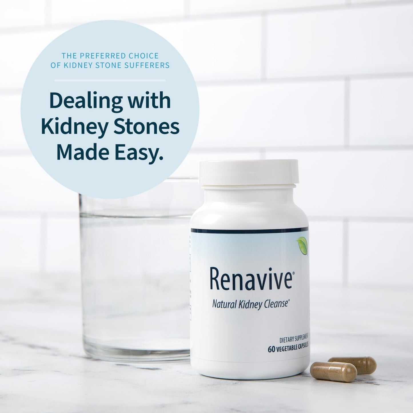 Renavive Kidney Stone Cleanse Capsules with Chanca Piedra & Celery Seed - Supports Kidney Health & Function, Clear System of Impurities