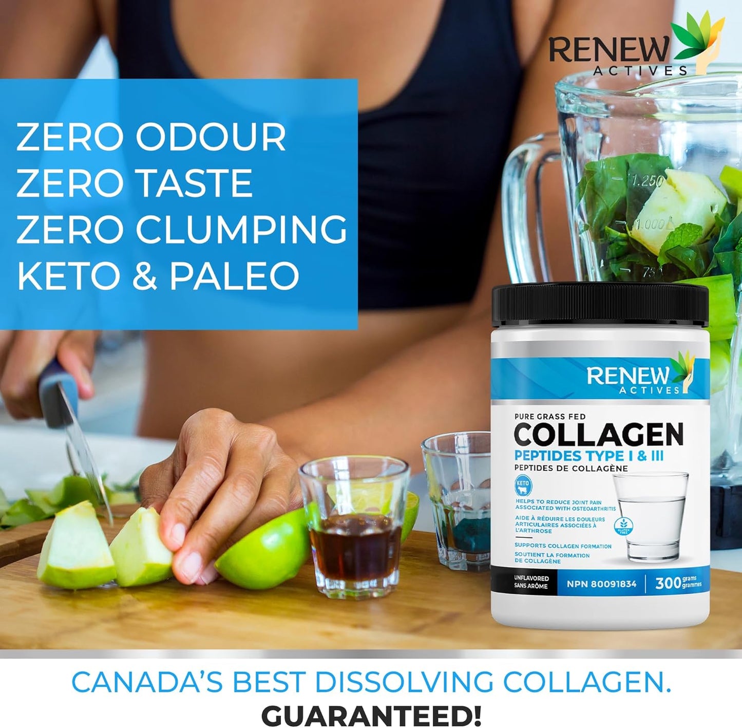 Renew Actives Grass-Fed Collagen Peptides Powder - 9.4g Protein, 39 Calories - Supports Skin, Hair, Joint Health - Keto & Paleo Friendly - Easy Dissolve - Ideal for Hot/Cold Drinks