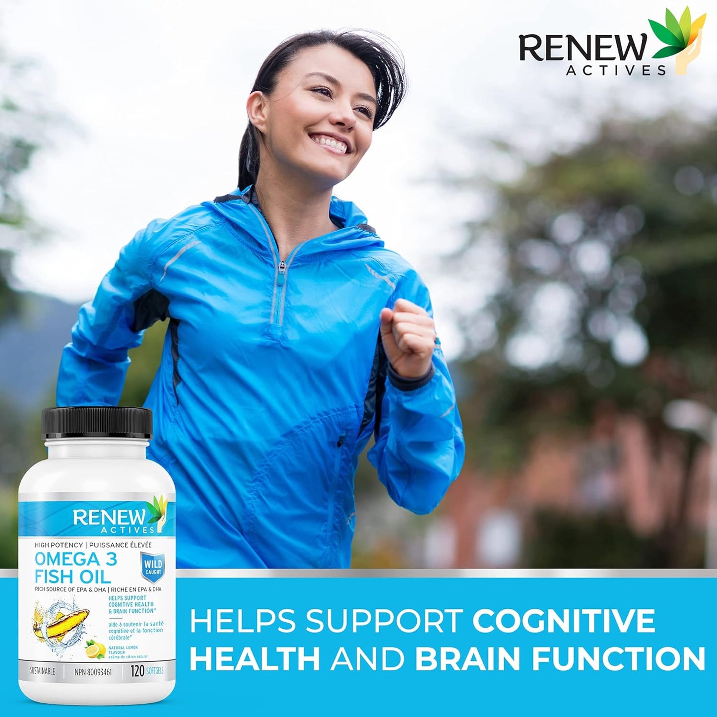 Renew Actives Omega-3 Fish Oil Softgels - 1200mg with 720mg EPA & DHA - Supports Heart, Brain, Eye Health, and Triglyceride Reduction - Non-GMO, Gluten-Free - No Fishy Aftertaste - 120 Count