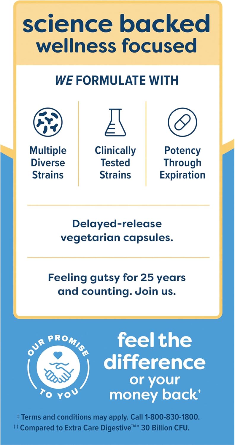 Renew Life Extra Care Probiotic Capsules - 50 Billion CFU for Digestive Health - L. Rhamnosus GG - Dairy, Soy, Gluten-Free - 30 Count