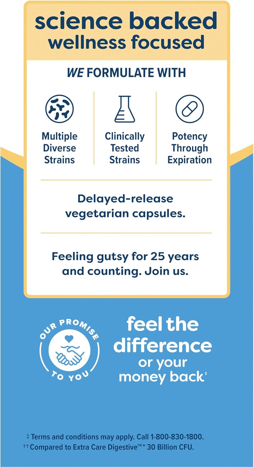 Renew Life Extra Care Probiotic Capsules, 50 Billion CFU, Daily Supplement for Immune, Digestive, Respiratory Health - 60 Count