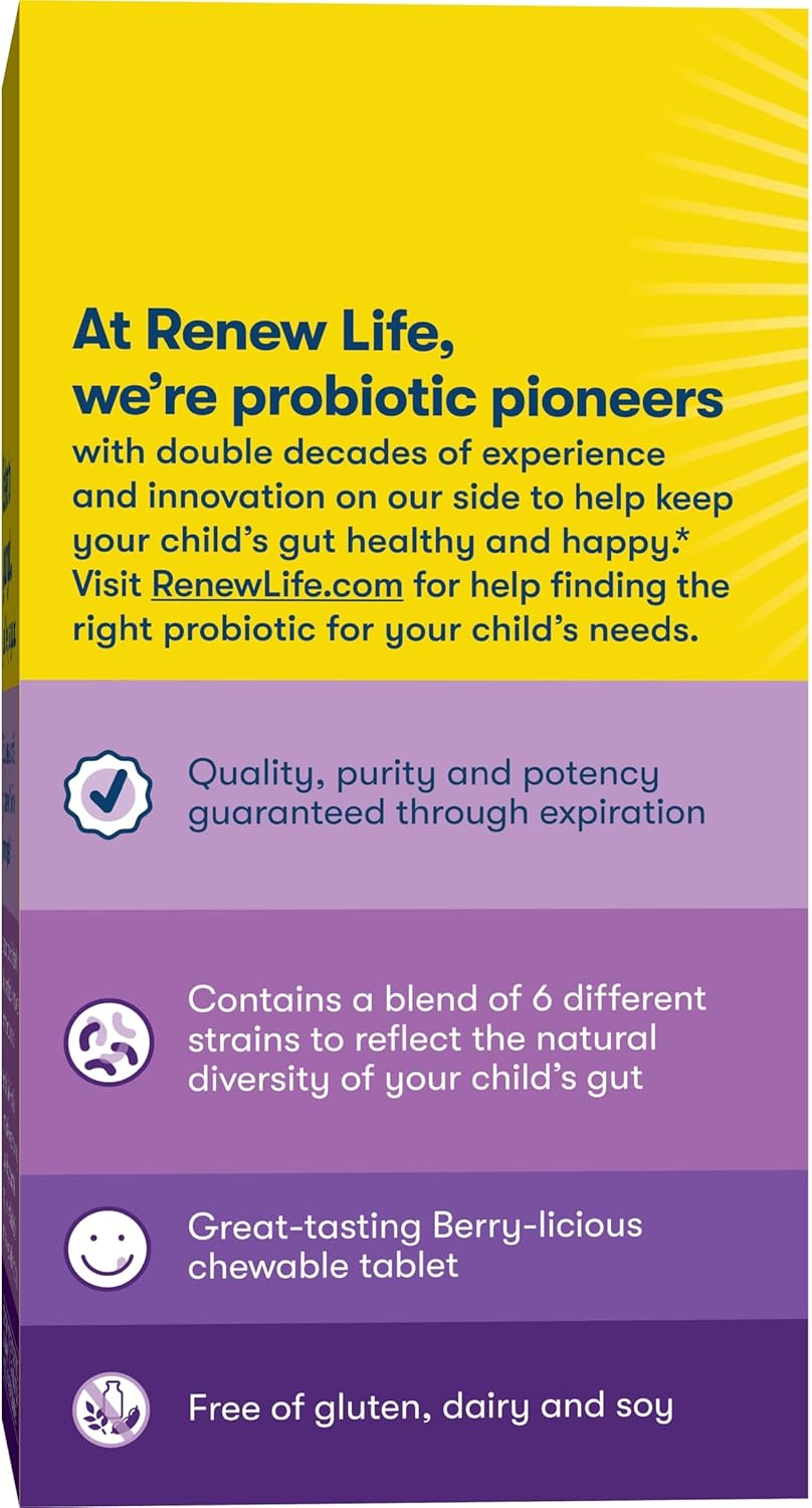 Renew Life Kids Raspberry Probiotic Gummies with Prebiotics - 30 Gummies for Digestive & Immune Health