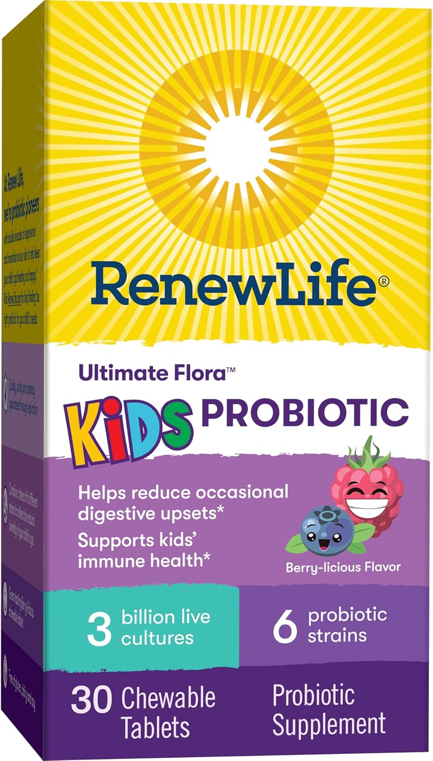 Renew Life Kids Raspberry Probiotic Gummies with Prebiotics - 30 Gummies for Digestive & Immune Health