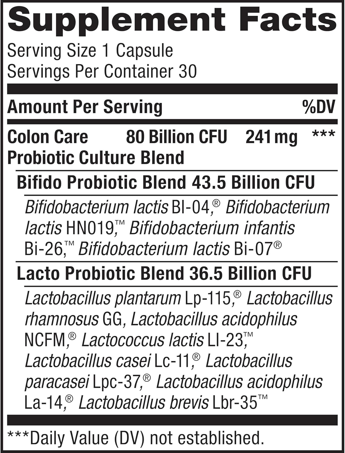 Renew Life Probiotic Colon Care Capsules - 80 Billion CFU, 30 Count - Supports Colon Health, L. Rhamnosus GG, Dairy/Soy/Gluten-Free