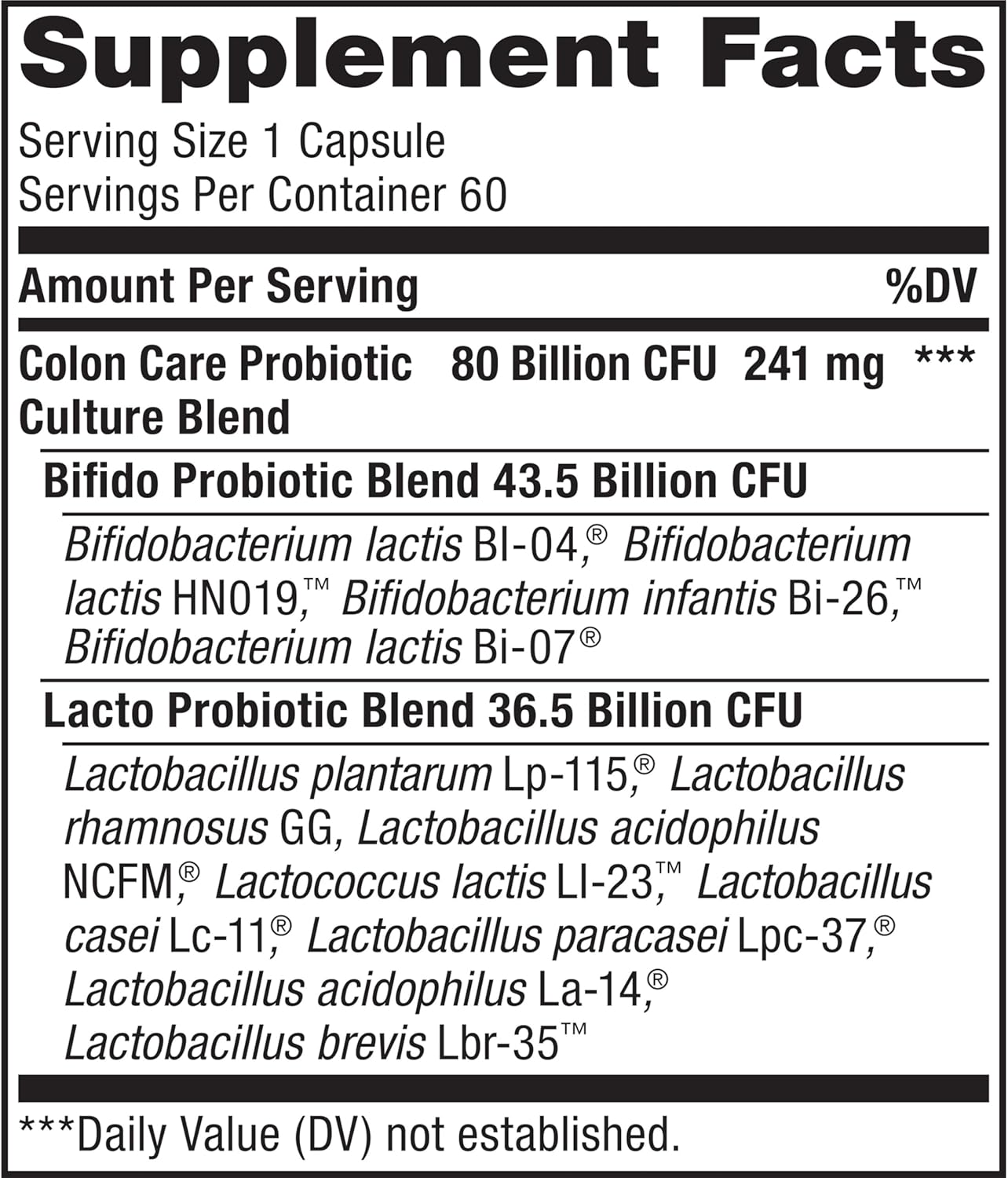 Renew Life Probiotic Colon Care Capsules - Colon Support Supplement, L. Rhamnosus GG, Dairy/Soy/Gluten-Free, 80B CFU, 60ct