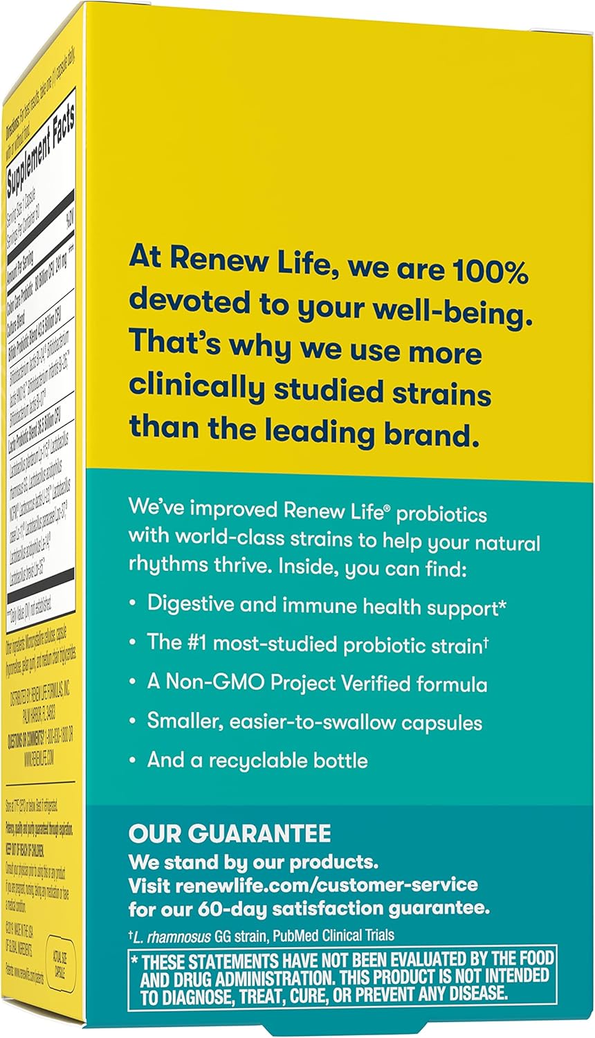 Renew Life Probiotic Colon Care Capsules - Colon Support Supplement, L. Rhamnosus GG, Dairy/Soy/Gluten-Free, 80B CFU, 60ct