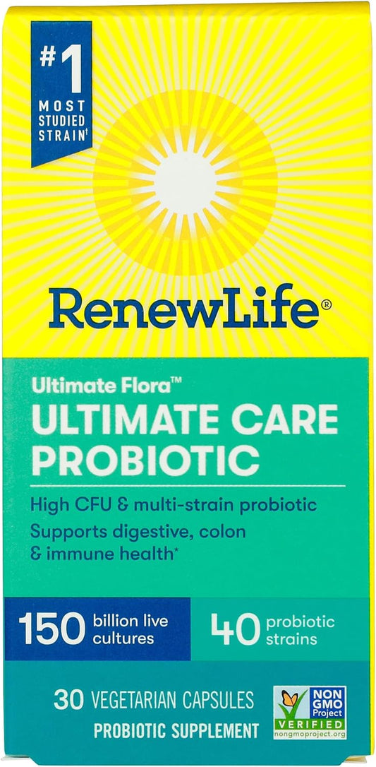 Renew Life Ultimate Care Probiotic Supplement with 150 Billion CFUs for Gut Health and Digestive Support