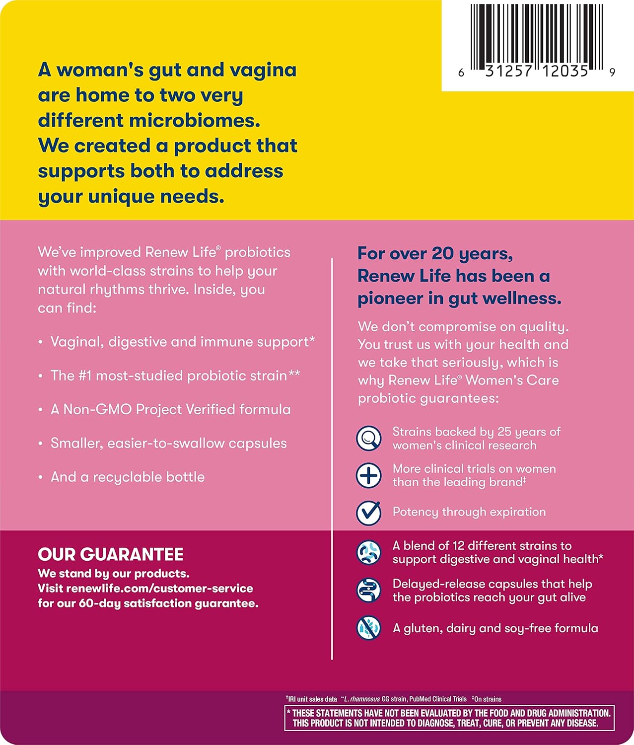 Renew Life Ultimate Flora Women's Care Probiotic - 25 Billion CFU - 90 Capsules - Variety Packaging