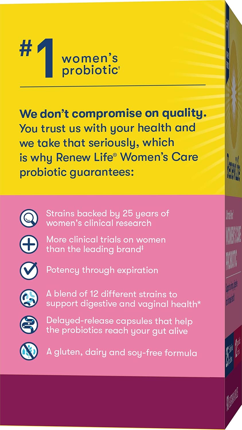 Renew Life Ultimate Flora Women's Care Probiotic - 25 Billion CFU - 90 Capsules - Variety Packaging