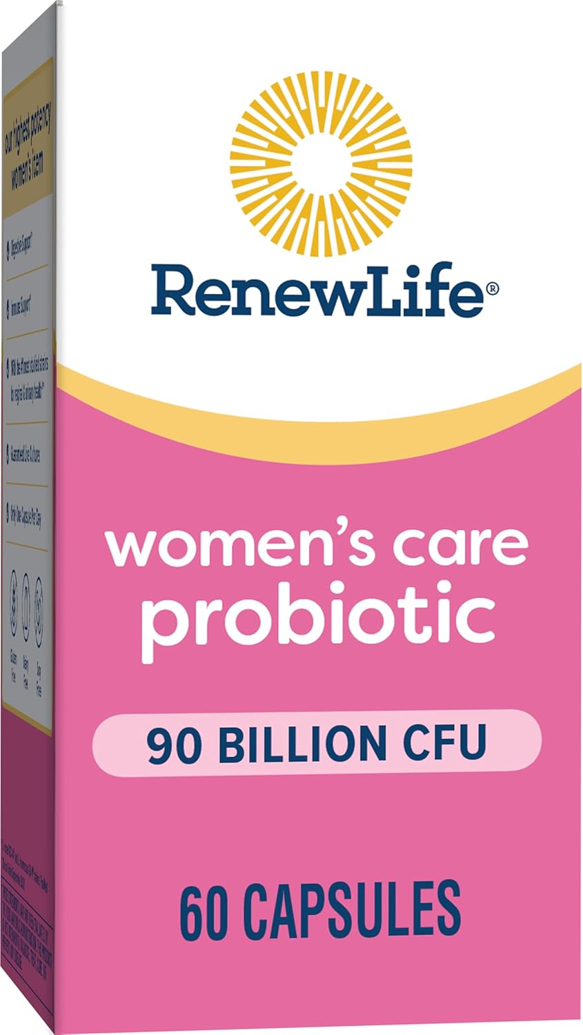 Renew Life Women's Probiotic Capsules - 90 Billion CFU, Supports Women's pH Balance, Vaginal, Urinary, Digestive & Immune Health - 60 Ct