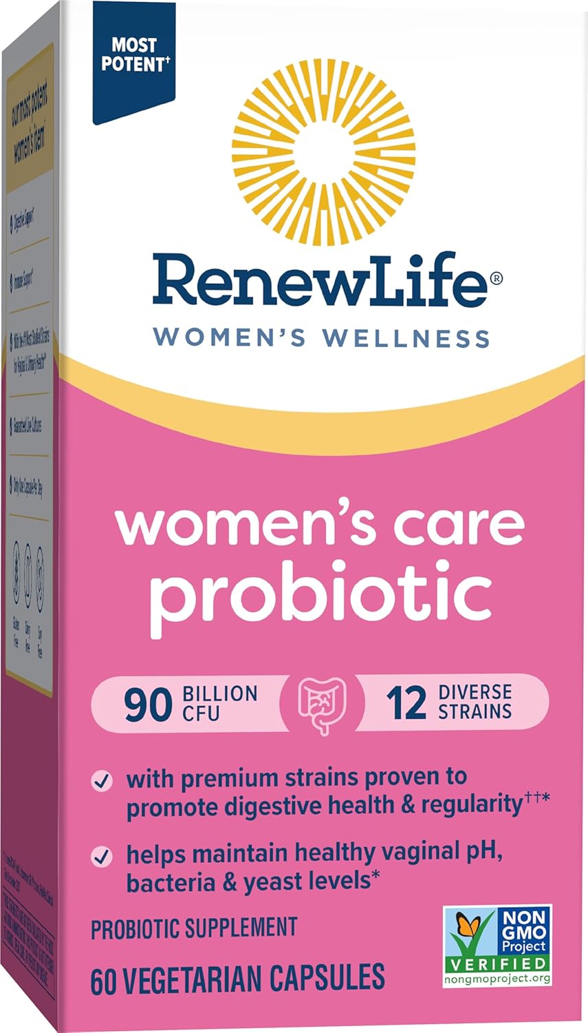 Renew Life Women's Probiotic Capsules - 90 Billion CFU, Supports Women's pH Balance, Vaginal, Urinary, Digestive & Immune Health - 60 Ct