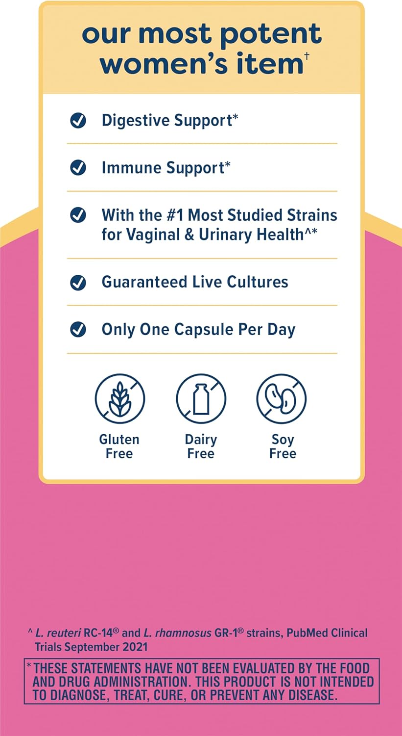 Renew Life Women's Probiotic Capsules - 90 Billion CFU, Supports Women's pH Balance, Vaginal, Urinary, Digestive & Immune Health - 60 Ct