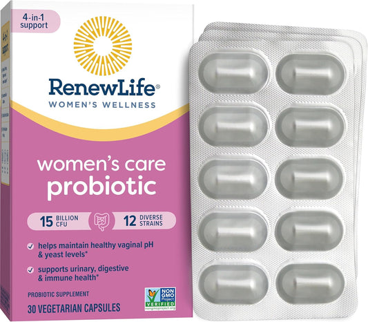 Renew Life Women's Probiotic Capsules for pH Balance, Vaginal & Urinary Health - L. Rhamnosus GG - 15 Billion CFU - 30 Ct