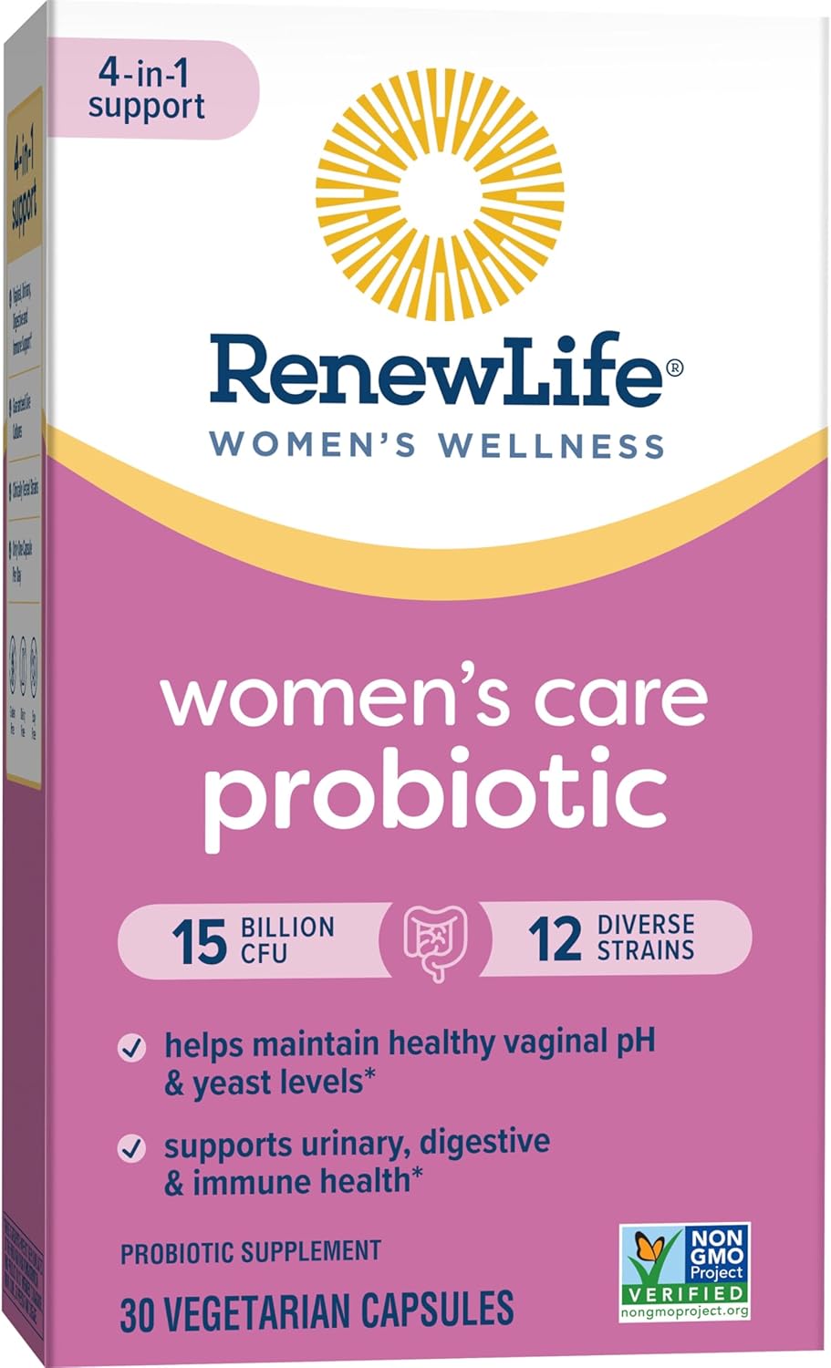 Renew Life Women's Probiotic Capsules for pH Balance, Vaginal & Urinary Health - L. Rhamnosus GG - 15 Billion CFU - 30 Ct