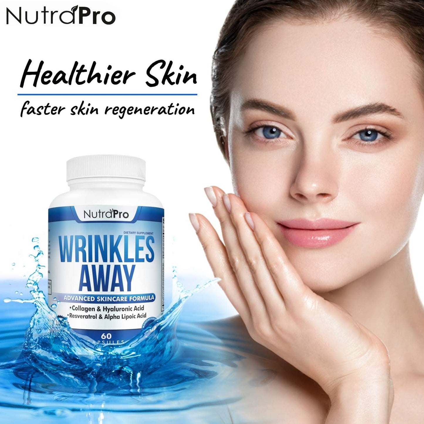 Renew Your Skin with NutraPro Ageless Skin Vitamins - Dermal Repair Complex with Collagen, Resveratrol, and Hyaluronic Acid - Skin Renewal Supplement - BoostGo Australia