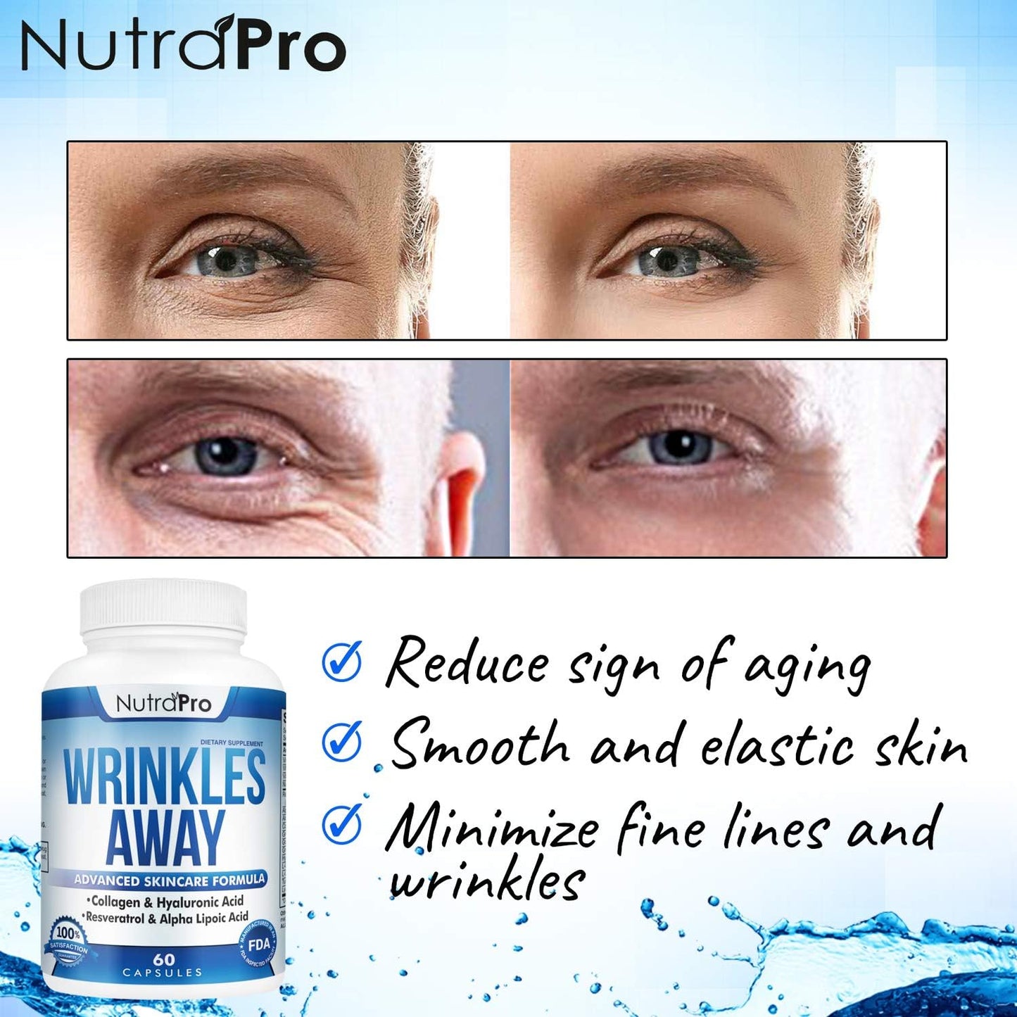 Renew Your Skin with NutraPro Ageless Skin Vitamins - Dermal Repair Complex with Collagen, Resveratrol, and Hyaluronic Acid - Skin Renewal Supplement - BoostGo Australia
