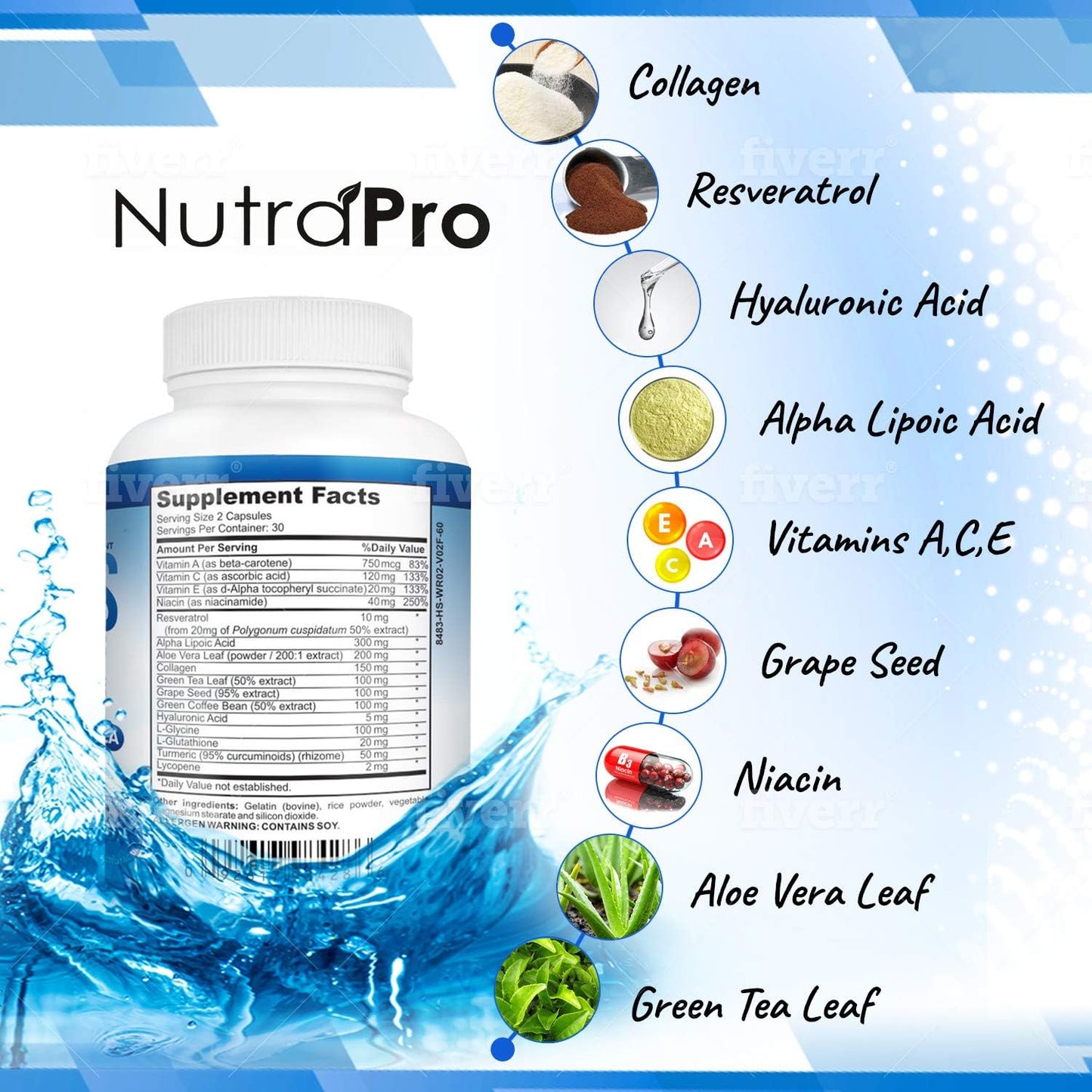 Renew Your Skin with NutraPro Ageless Skin Vitamins - Dermal Repair Complex with Collagen, Resveratrol, and Hyaluronic Acid - Skin Renewal Supplement - BoostGo Australia