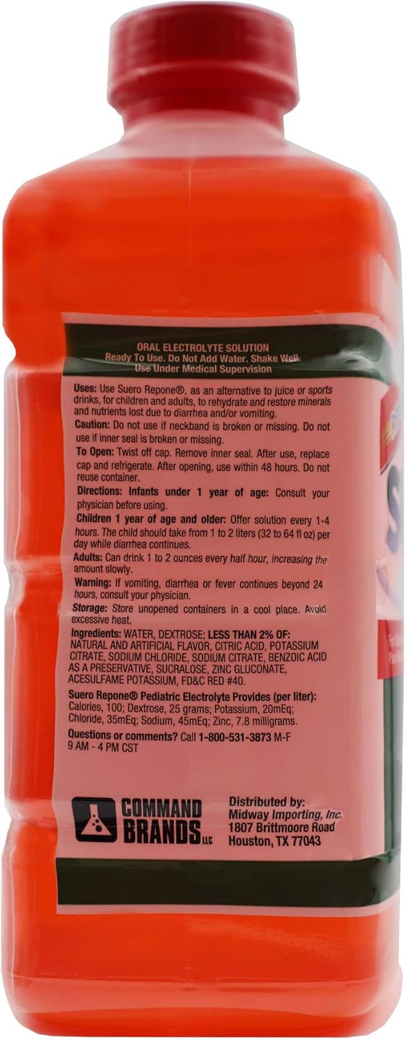 REPONE SUERO Electrolyte Solution with Zinc, Fruit Flavor, 2-Pack of 33.8 Fl Oz Bottles for Rehydration - BoostGo Australia