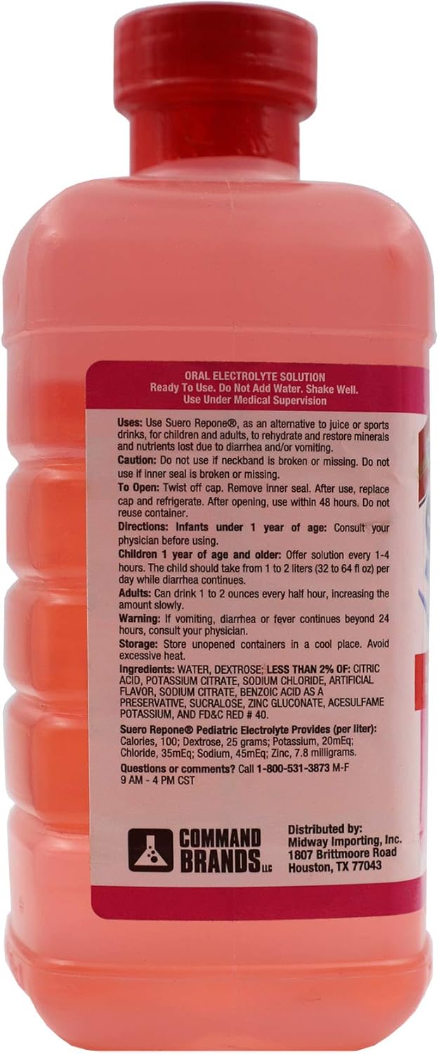 REPONE SUERO Electrolyte Solution with Zinc, Fruit Flavor, 2-Pack of 33.8 Fl Oz Bottles for Rehydration - BoostGo Australia