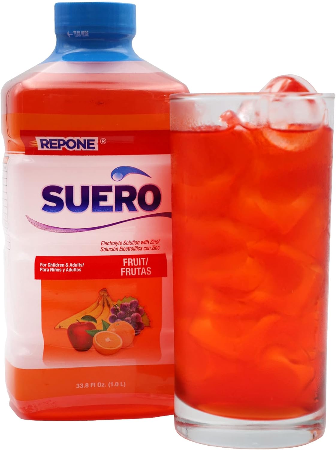REPONE SUERO Electrolyte Solution with Zinc, Fruit Flavor, 2-Pack of 33.8 Fl Oz Bottles for Rehydration - BoostGo Australia