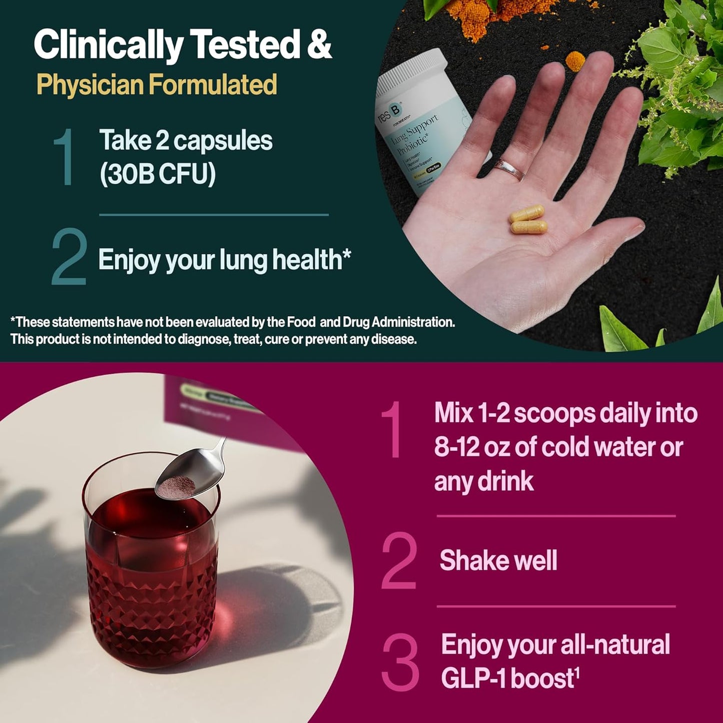 resBiotic Power Gut Bundle - Respiratory Health & Metabolism Support with Lung Probiotic & GLP-1 Prebiotic - 90 Servings of Vitamins for Gut Health