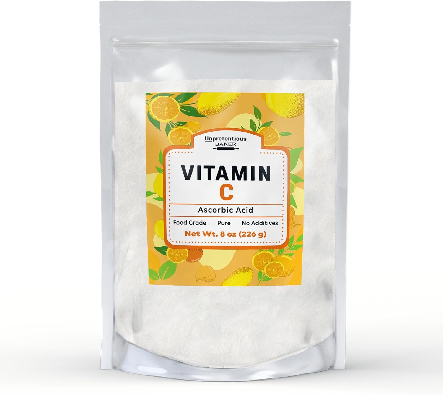 Resealable Bag of Baker Ascorbic Acid Vitamin C Powder for Unpretentious Use
