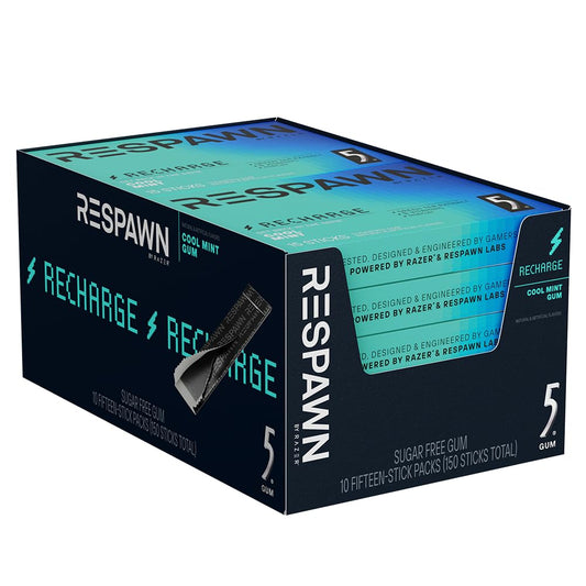 RESPAWN BY RAZER Cool Mint Sugar-Free Chewing Gum - 150 Sticks - Gaming Accessory