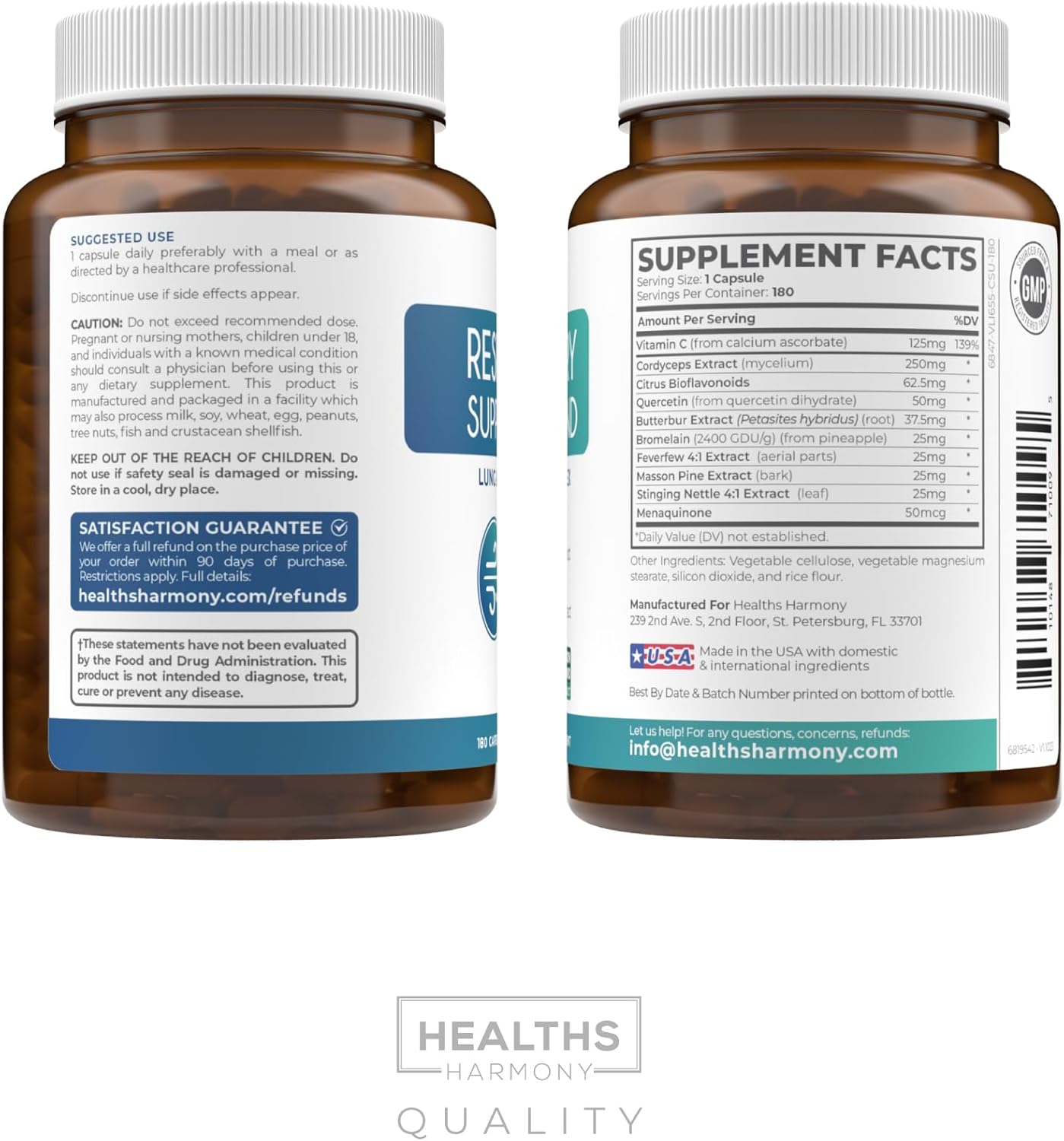 Respiratory Lung Health Supplement - Clear Airways and Lung Detox Support - Vegan Herbal Formula for Healthy Lungs (6 Months)