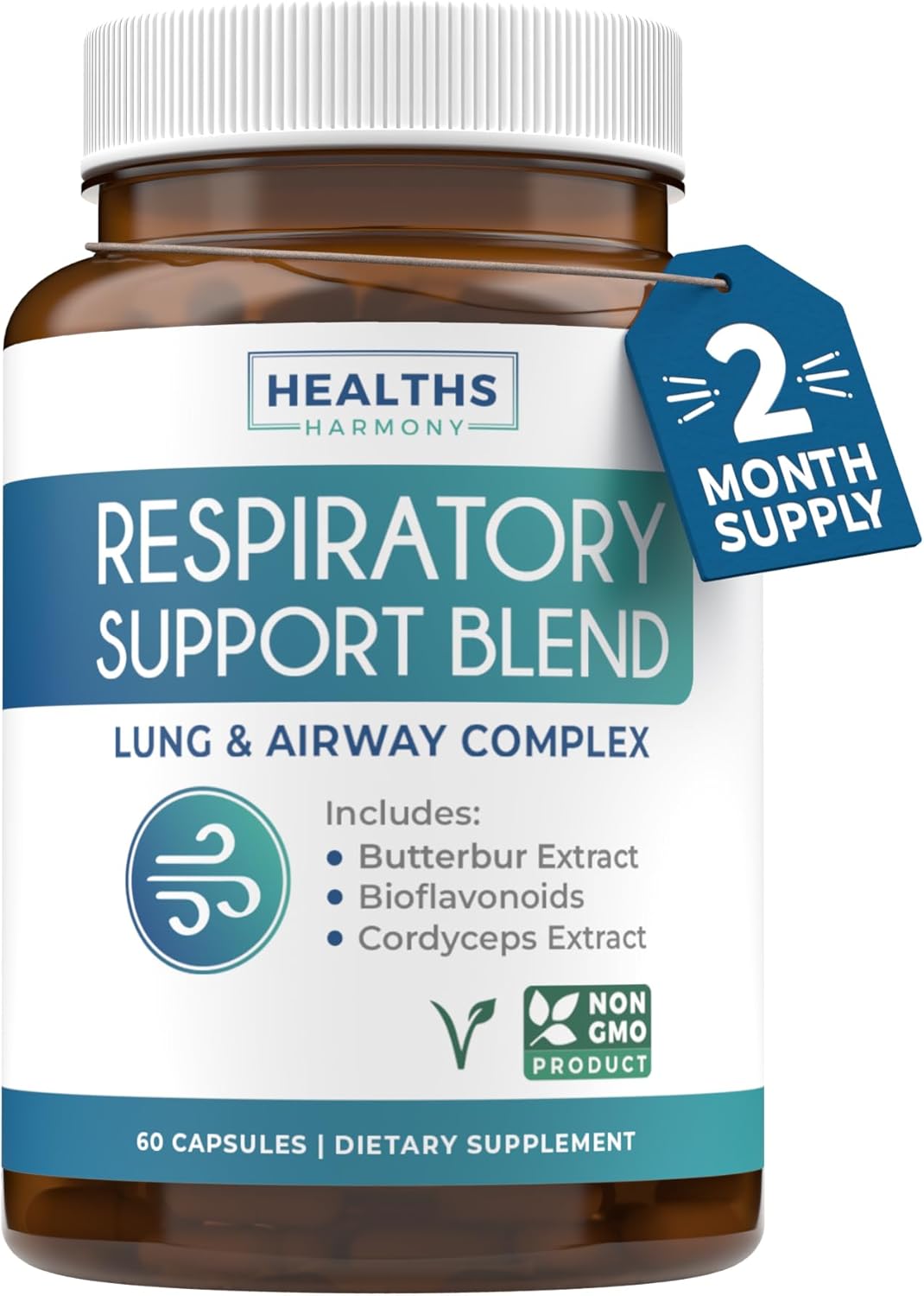 Respiratory Support & Immunity Boost Bundle - Deep Lung Cleanse and Vitamin C Supplement for Airway and Immune Health (1-Month Supply, 60 Capsules each)