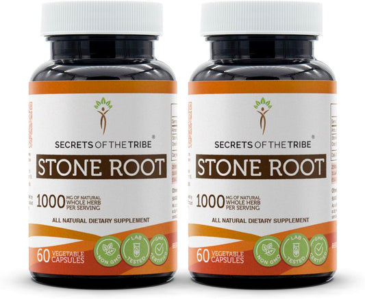 Responsibly Farmed Stone Root 1000mg Capsules - Set of 2 (120 Capsules) by Secrets of the Tribe