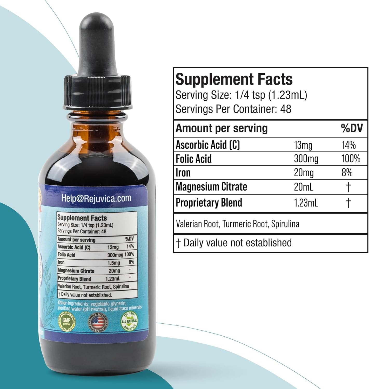 Restavin by Rejuvica Health - Liquid Leg Support Supplement with Vitamin C, Iron, Valerian, Turmeric, Magnesium - Advanced Formula for Better Absorption