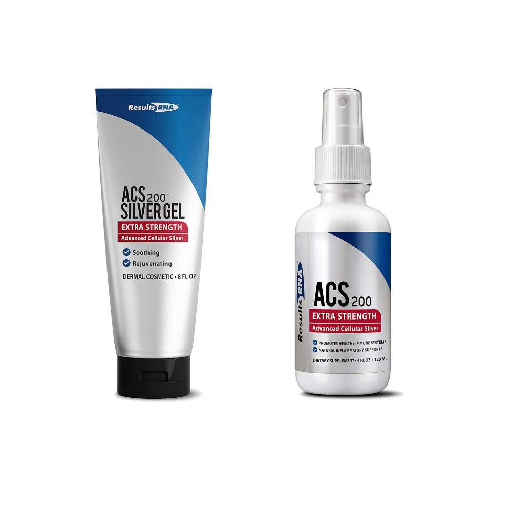 Results RNA ACS 200 Colloidal Silver Gel Combo Pack - 4 oz Liquid and 8 oz Topical Gel for Sunburn, Wounds, Rashes - BoostGo Australia