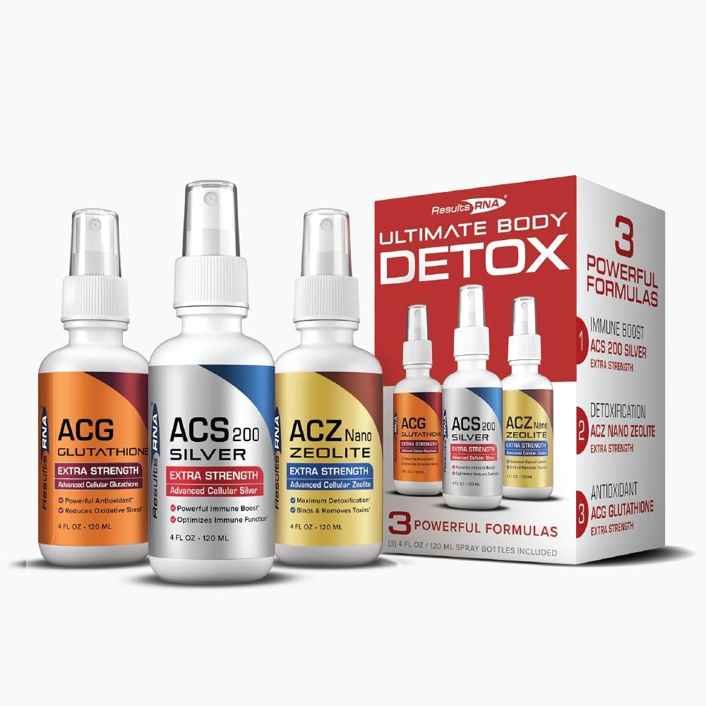 Results RNA Ultimate Body Detox Extra Strength System - ACS 200 Silver, ACZ Zeolite, ACG Glutathione for Immunity Boost & Oxidative Stress Reduction