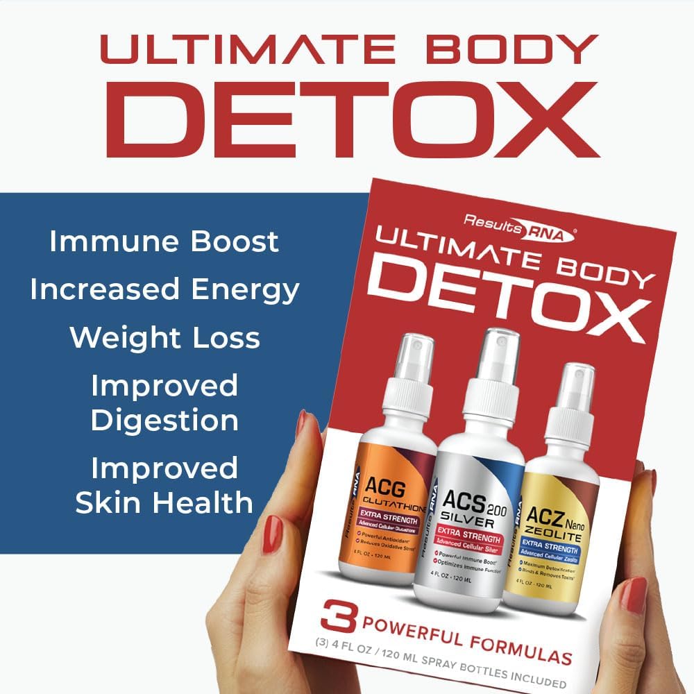 Results RNA Ultimate Body Detox Extra Strength System - ACS 200 Silver, ACZ Zeolite, ACG Glutathione for Immunity Boost & Oxidative Stress Reduction