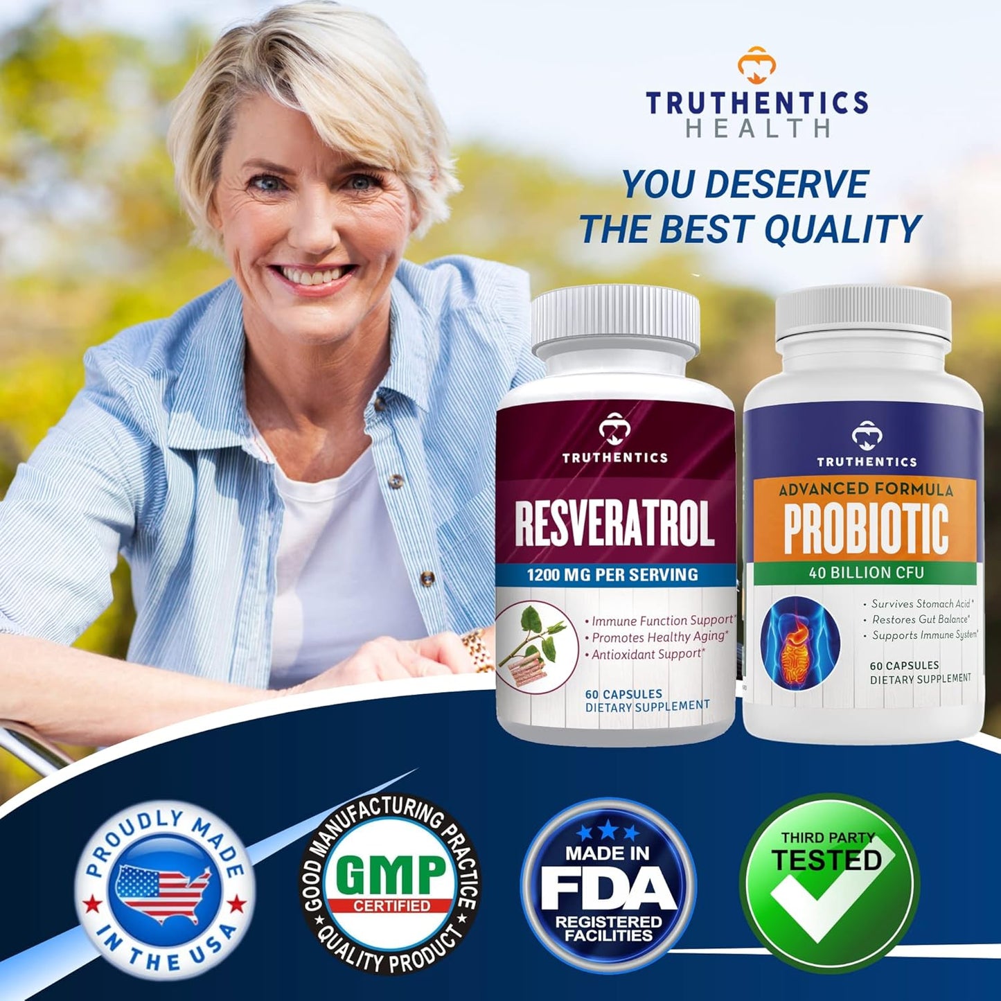 Resveratrol and Probiotic Bundle for Healthy Aging, Heart, Immune & Digestive Support - Gluten Free, Non-GMO Capsules