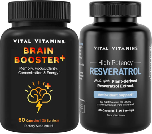 Resveratrol Capsules with Vital Brain-Boosting Vitamins for Enhanced Cognitive Function