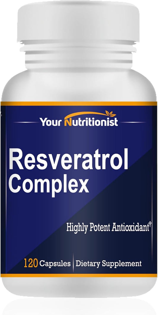 Resveratrol Complex Supplement with Potent Antioxidants - 120 Capsules for a 60-Day Supply