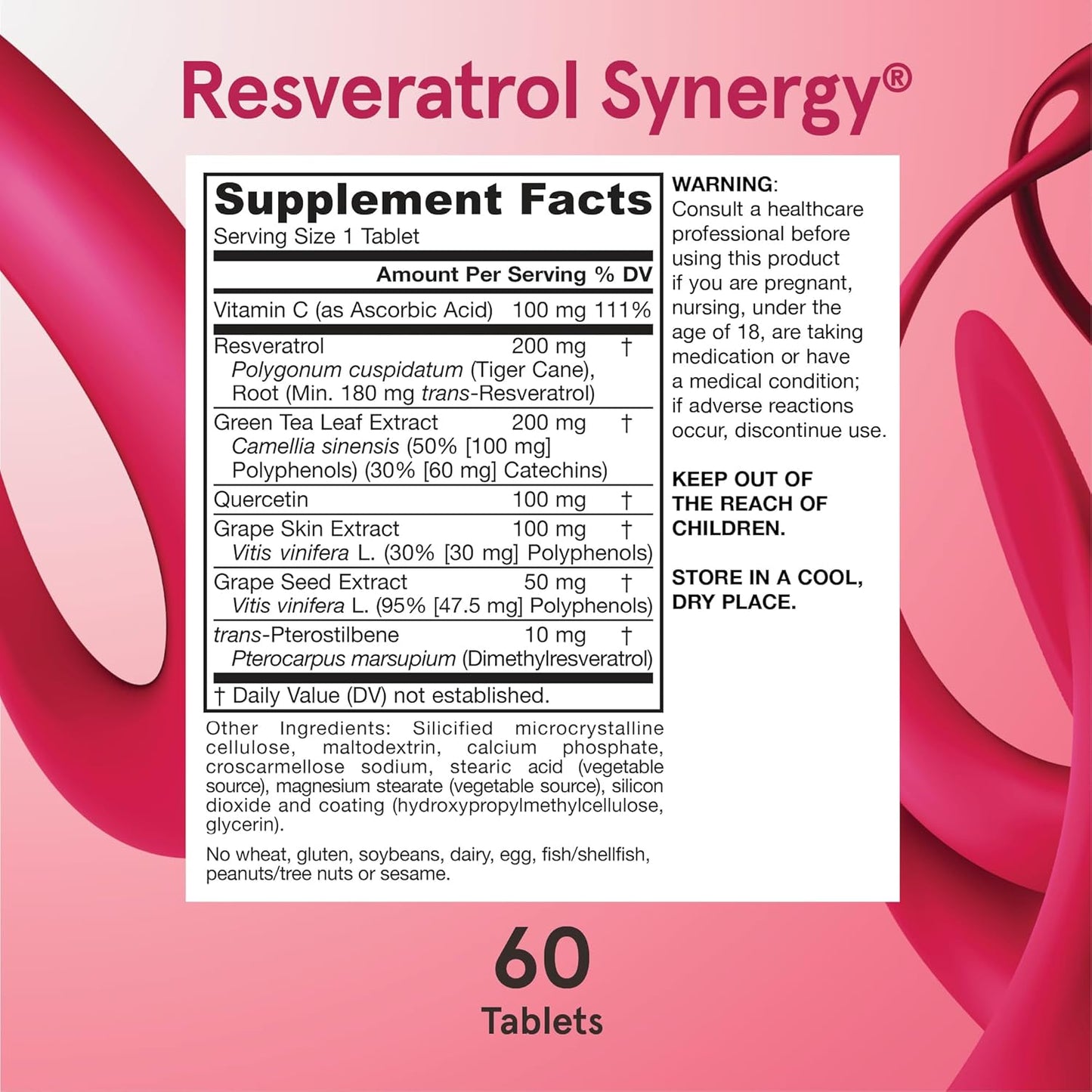 Resveratrol Synergy 200mg Dietary Supplement for Heart Support 60 Tablets - Jarrow Formulas