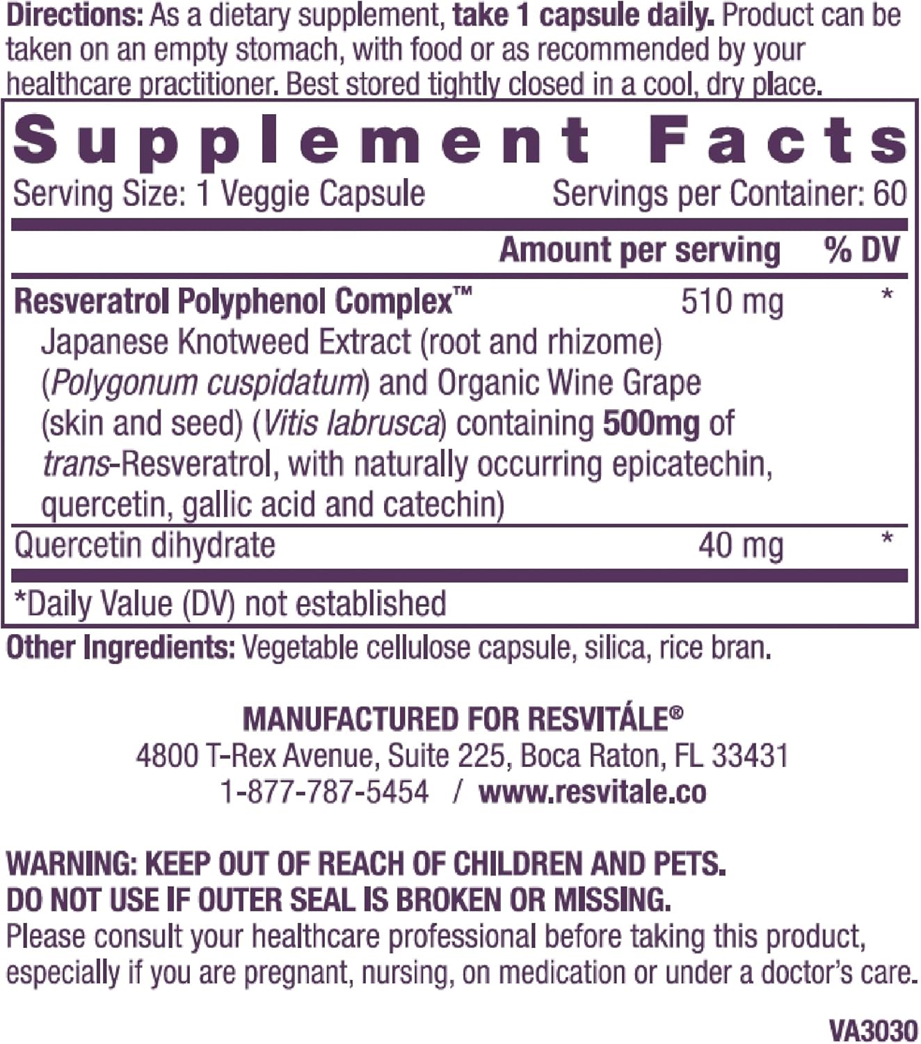 ResVitale Collagen Enhance Beauty Supplement with Hyaluronic Acid and Resveratrol - 60 Capsules + ResVitale Resveratrol 500mg Supplement for Men and Women - 60 Veggie Capsules