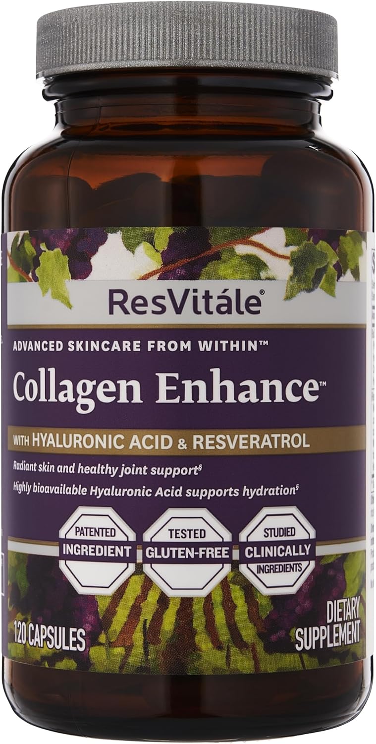 ResVitale Collagen Enhance Capsules with Hyaluronic Acid & Resveratrol - 120 Count Beauty Supplement - BoostGo Australia