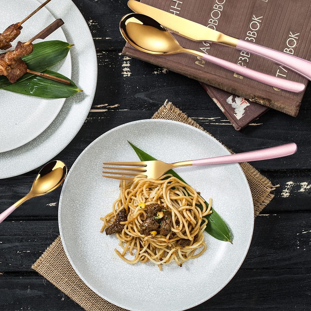 Reusable Stainless Steel Cutlery Set for Work with Case - Knife Fork Spoon Set 3 Piece (Pink Gold) by MURRI&MURRDI