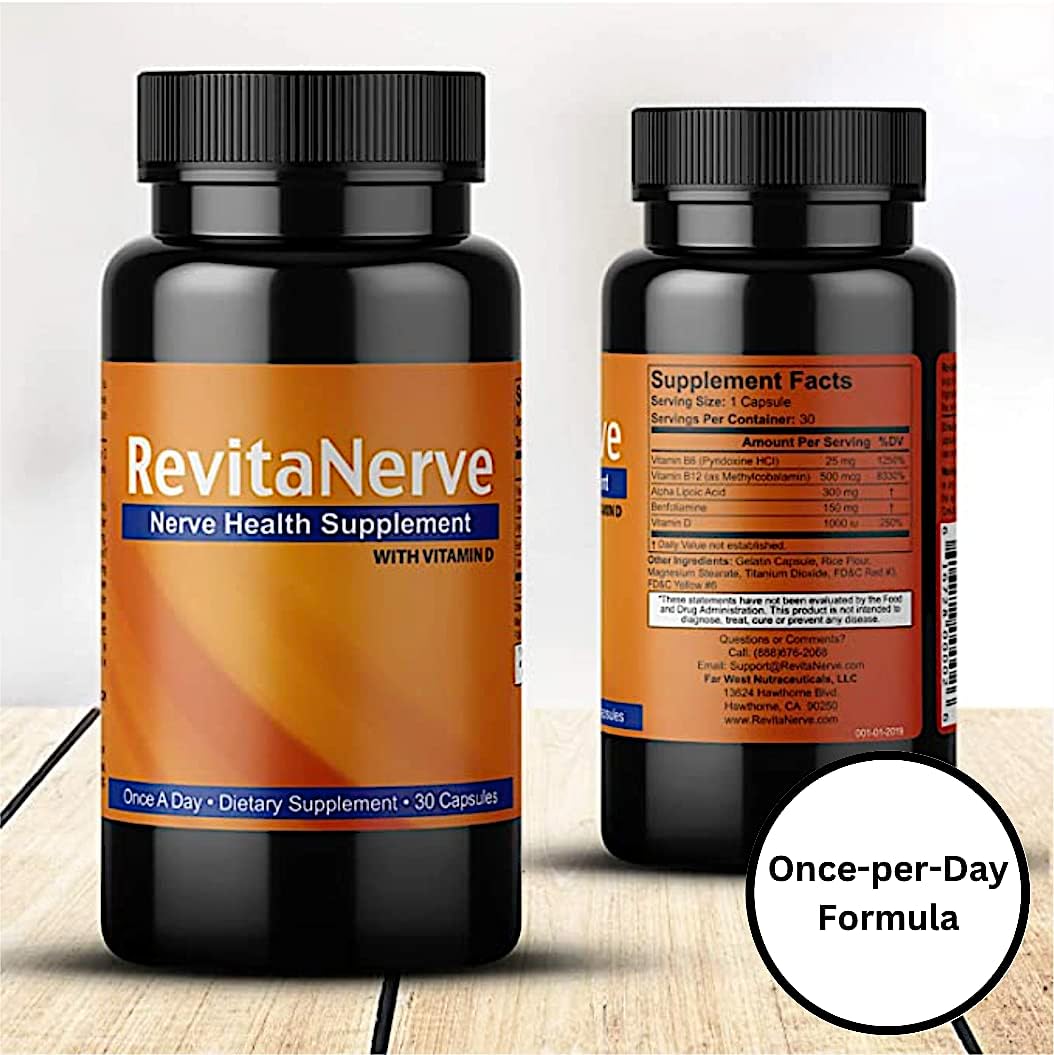 RevitaNerve Neuropathy Nerve Support Supplement for Nerve Discomfort - 30 Count, Once Daily Relief for Nerve Aches
