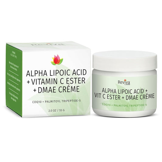 Reviva Labs Alpha Lipoic Acid Vitamin C Ester and DMAE Cream - 2 oz for Anti-Aging Skincare