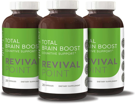 Revival Point Total Brain Boost Supplement - Pack of 3 Bottles for Cognitive Health and Focus