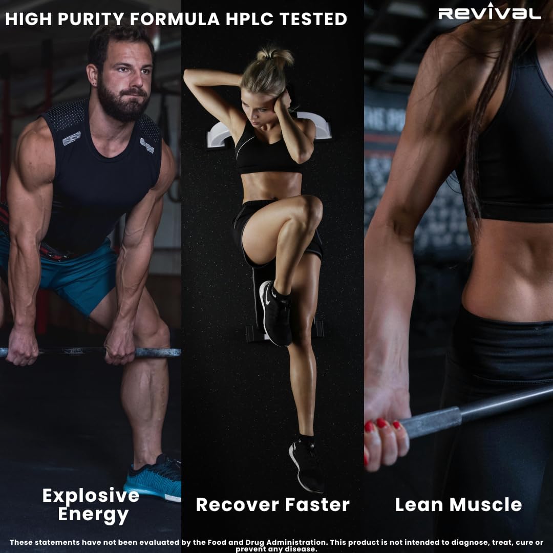 Revival Premium Micronized Creatine Monohydrate 500g - 100 Servings, 100% Pure Grade - Supports Lean Muscle Growth - USA Made & Lab Tested