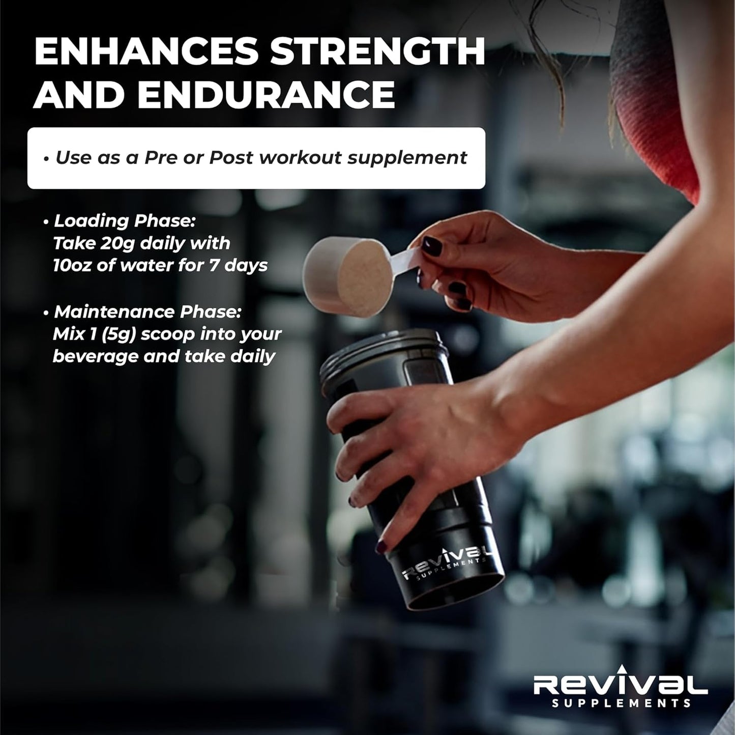Revival Premium Micronized Creatine Monohydrate 500g - 100 Servings, 100% Pure Grade - Supports Lean Muscle Growth - USA Made & Lab Tested