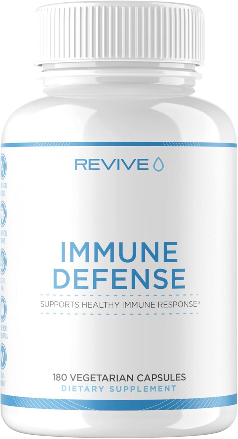Revive MD Immune Defense Capsules - Vitamin C, Zinc, Elderberry - Vegan & Gluten-Free - 180 Vegetarian Capsules