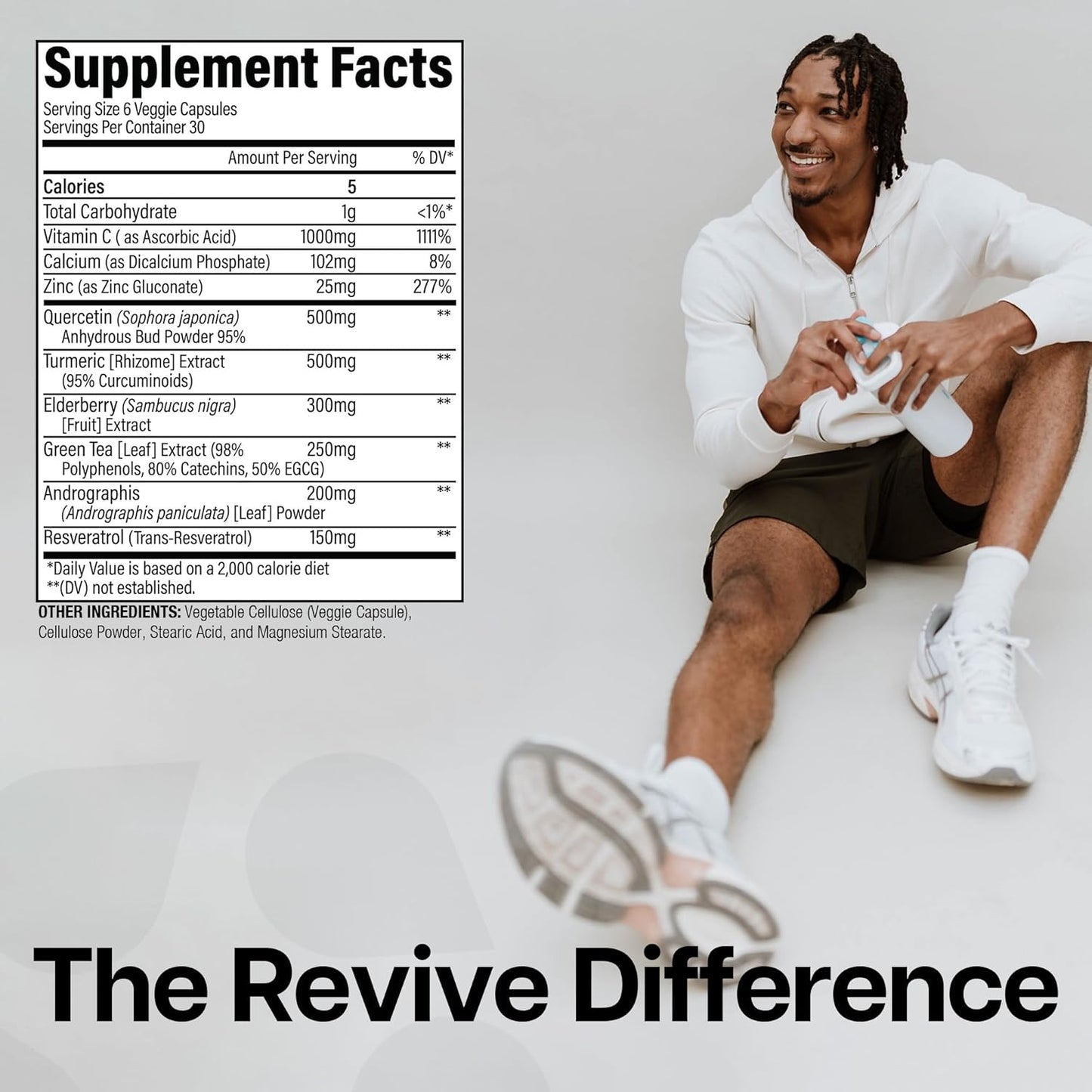 Revive MD Immune Defense Capsules - Vitamin C, Zinc, Elderberry - Vegan & Gluten-Free - 180 Vegetarian Capsules